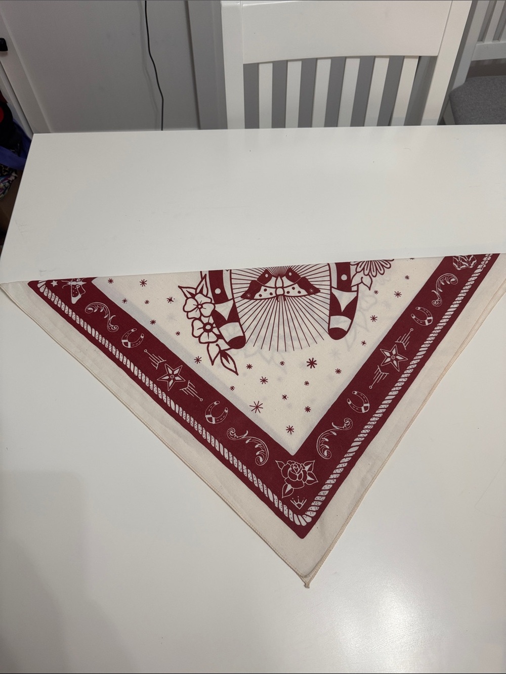 Women's Red & Cream Bandana Scarf - Picture 5 of 6